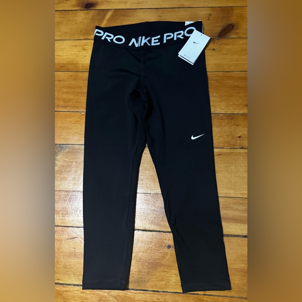 Nike Black Leggings with White Logo women’s size Medium